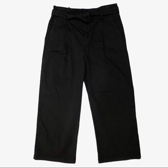 Tara Jarmon Wide Leg Cropped Paperbag Waist Pants Black Size 8 - Picture 4 of 6